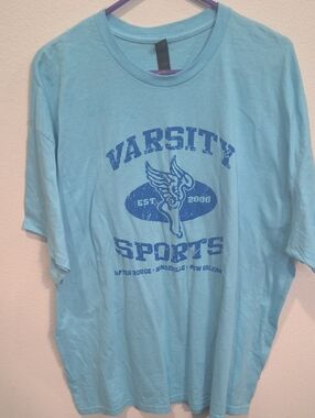 Gildan Light Aqua Varsity Sports Graphic Tee Meme XXL
